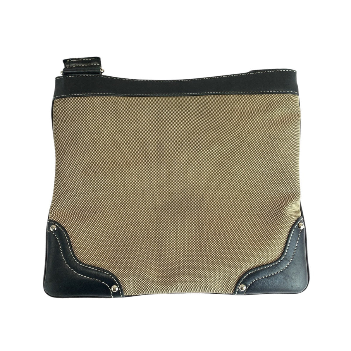 Shoulder Bag , Beige Silvermetal Shoulder Bag Leather Canvas