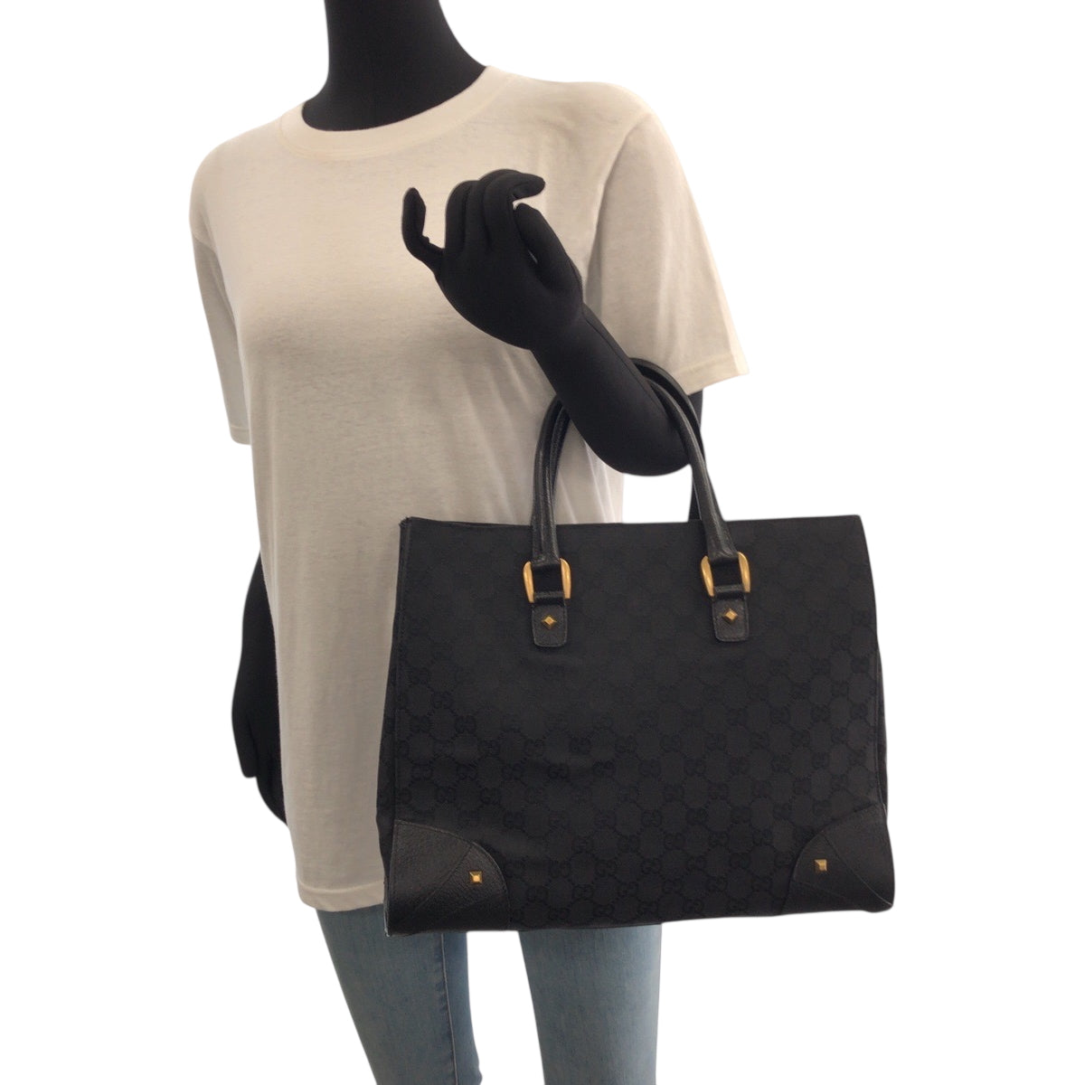 Gucci GG GoldMetal Canvas Black Shoulder Bag 2