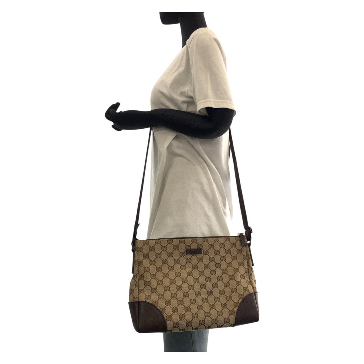 Gucci GG , Metal pochette Leather Canvas Brown Silver Shoulder Bag 2