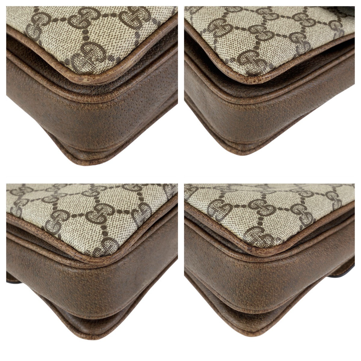 Gucci 14 01 GG Supreme , Leather Canvas Brown Gold Shoulder Bag