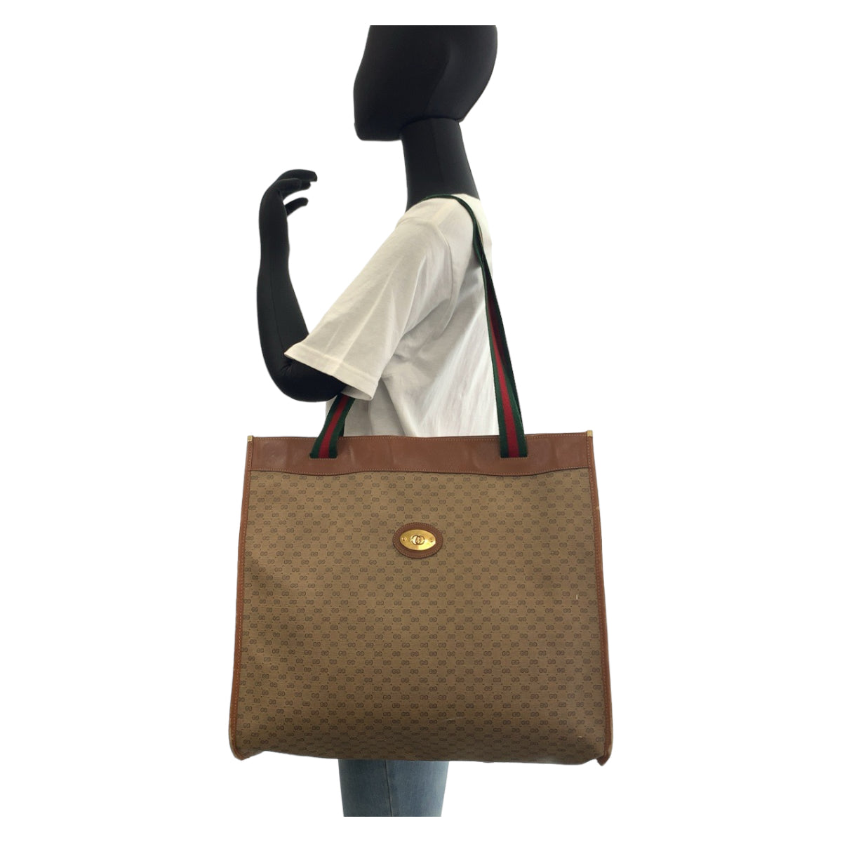 Gucci 002 39 GG Supreme , Leather Canvas Brown Gold Shoulder Bag