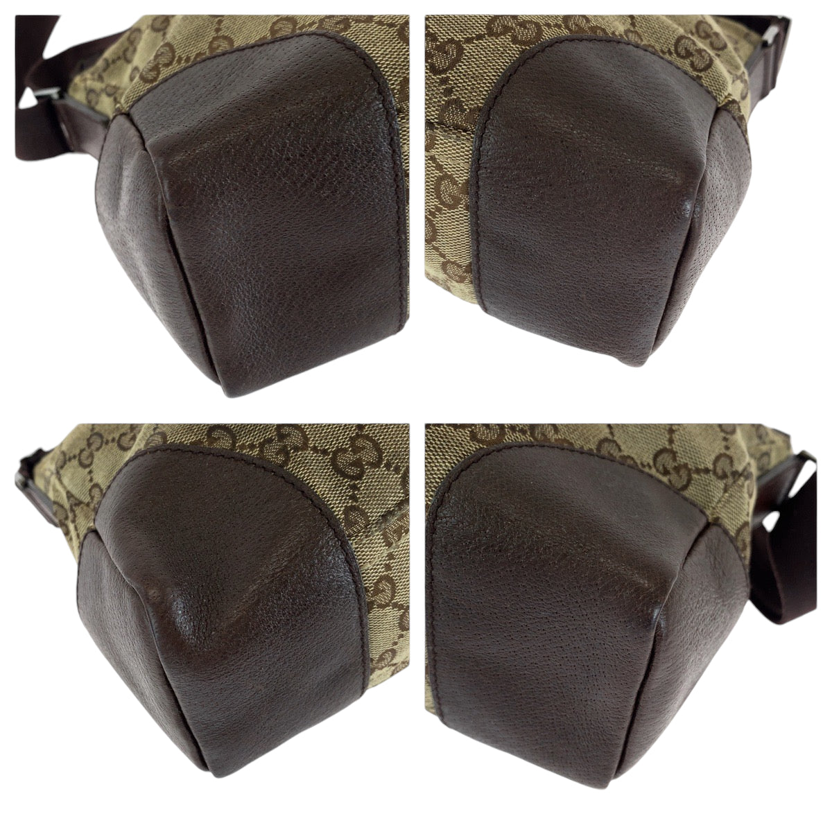 Gucci GG SilverMetal Messenger Canvas Brown Beige Shoulder Bag