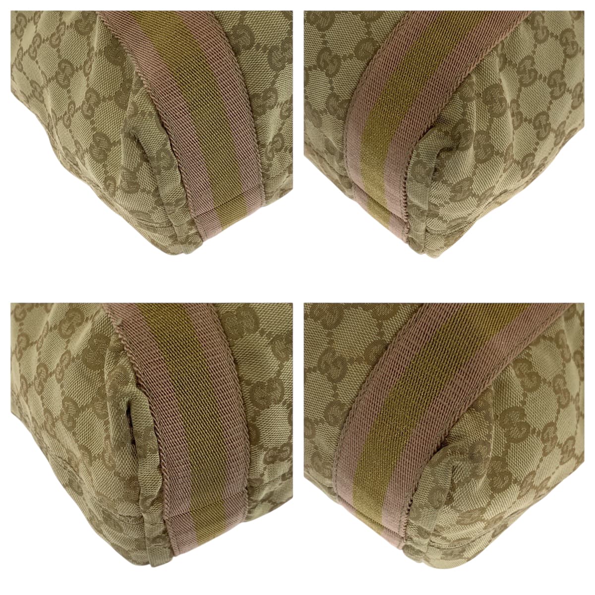 Gucci GG Sherry line Canvas Beige Pink Gold Shoulder Bag