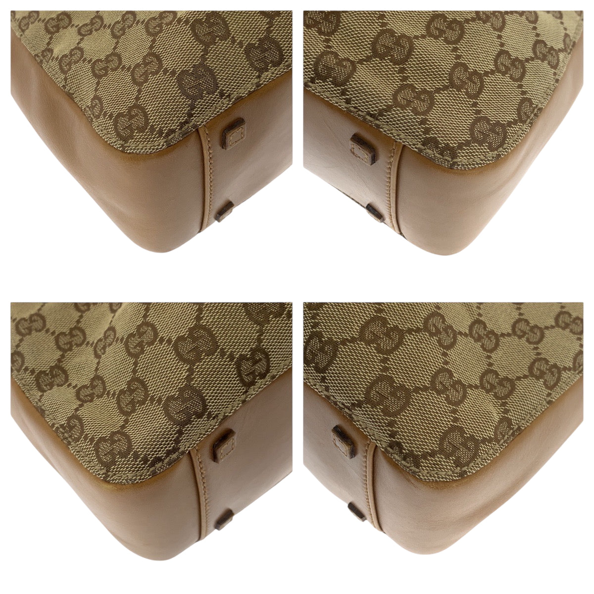 Gucci GG Metal Canvas Brown Beige Gold Tote Bag 3