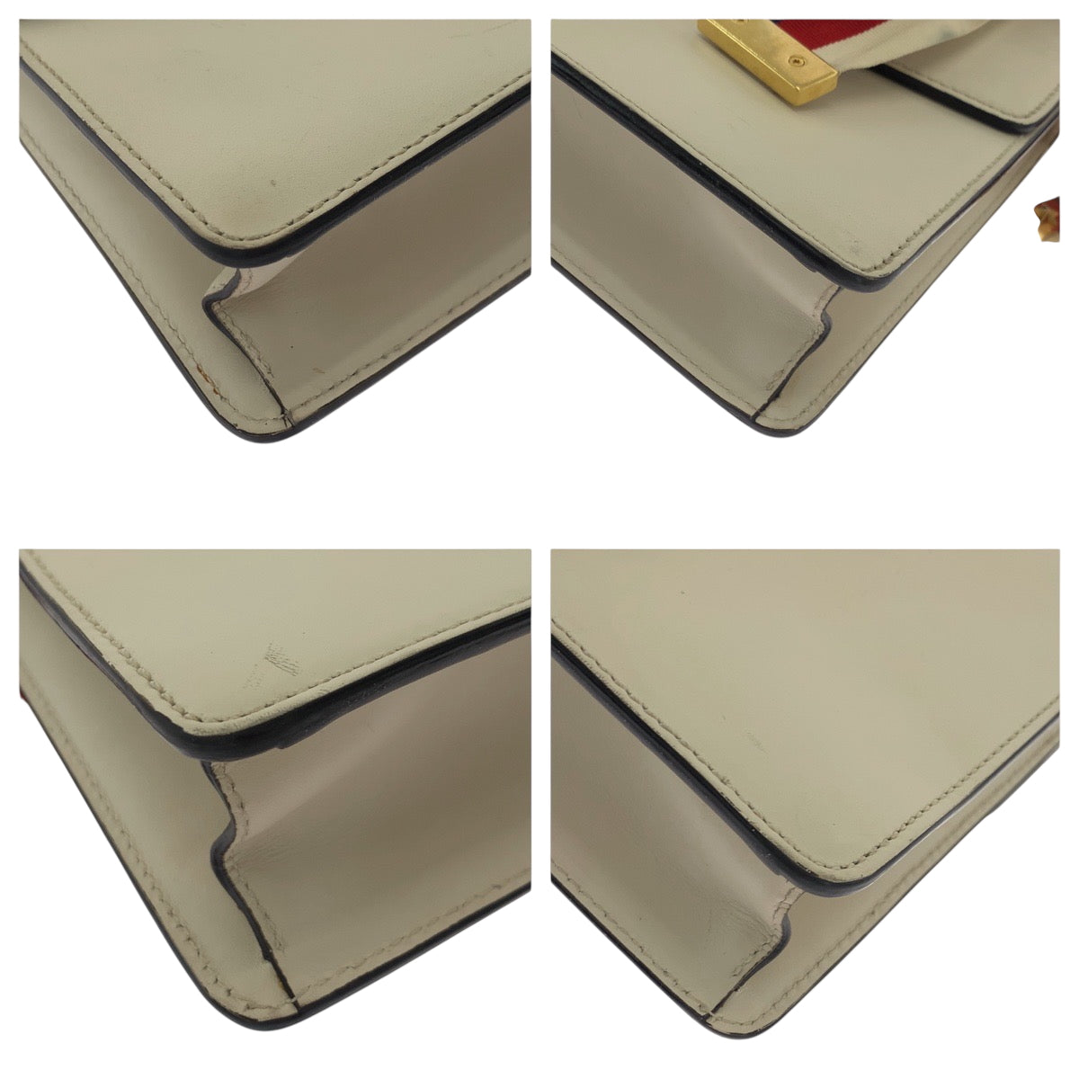 Gucci Ivory Metal sherry line sylvie Calfskin Gold Shoulder Bag