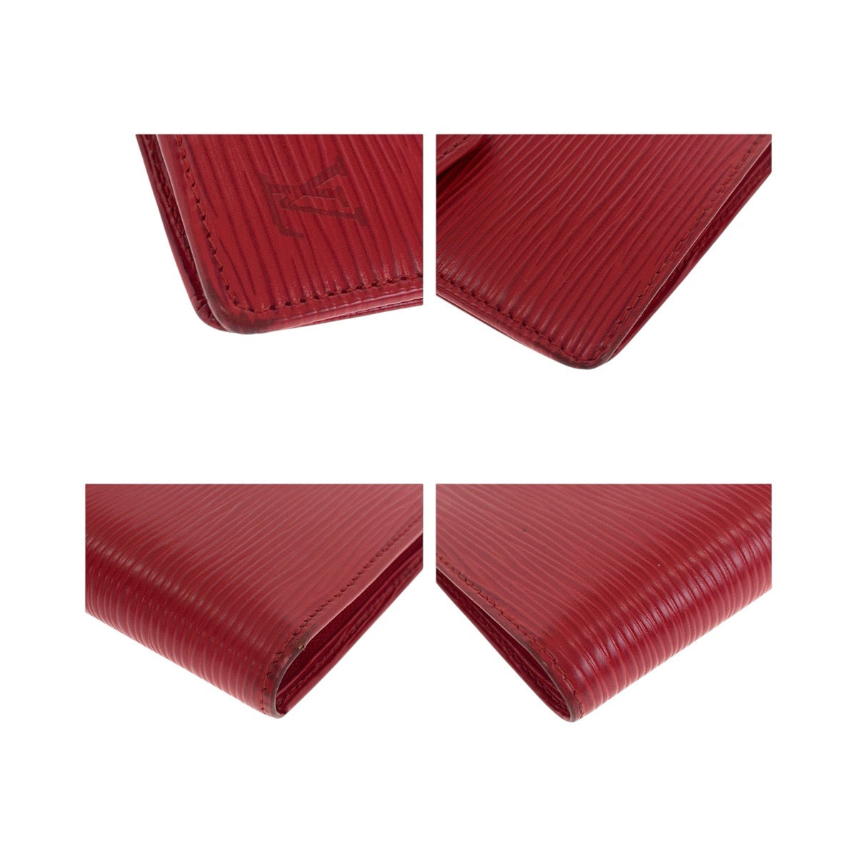 Louis Vuitton Bifold M63557 Epi Rouge Leather Red Gold Wallet Case
