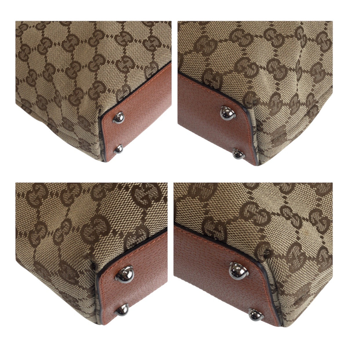 Gucci GG SilverMetal Canvas Brown Beige Tote Bag 2