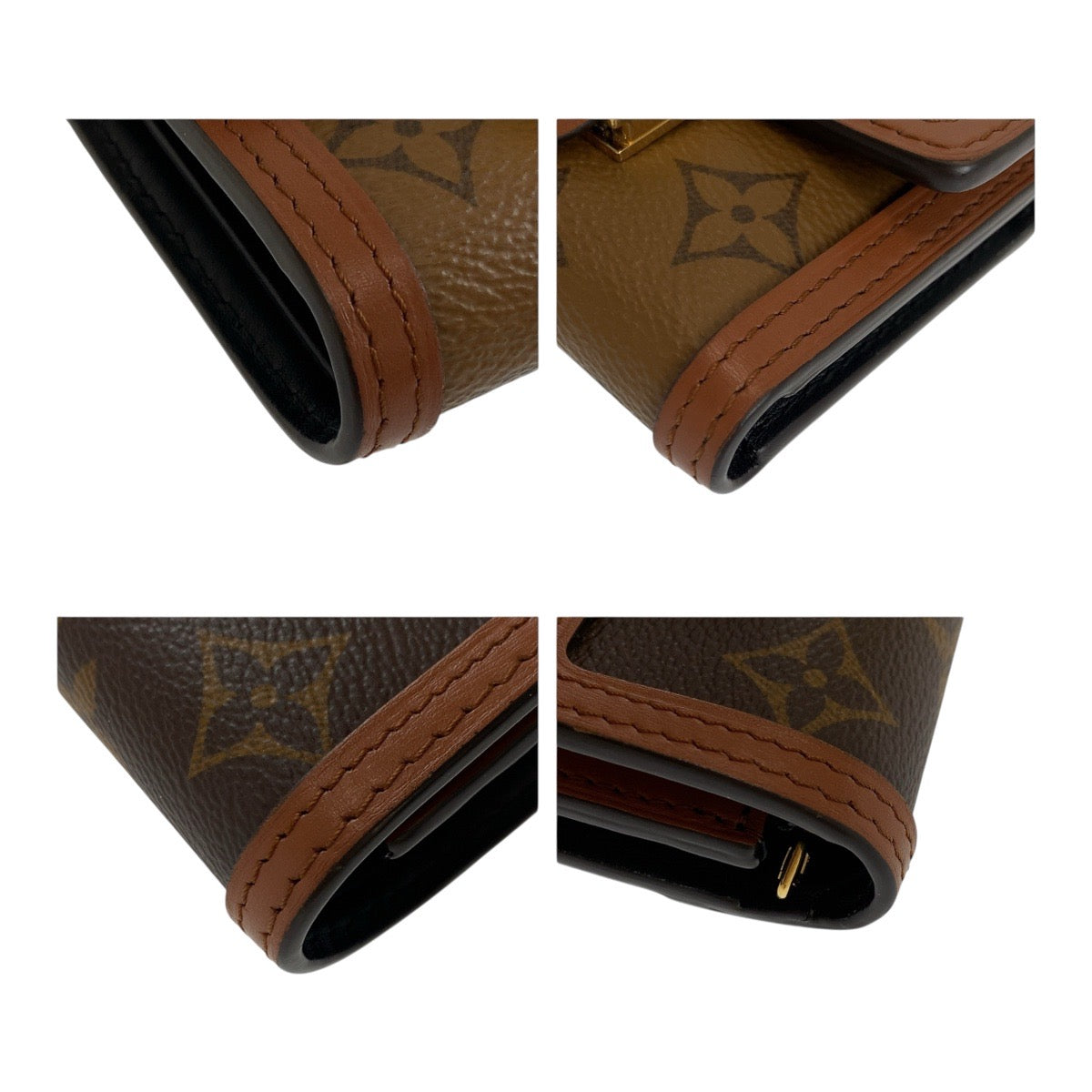 Louis Vuitton Tri-fold M68725 PVC ne Monogram Brown Gold Wallet Case