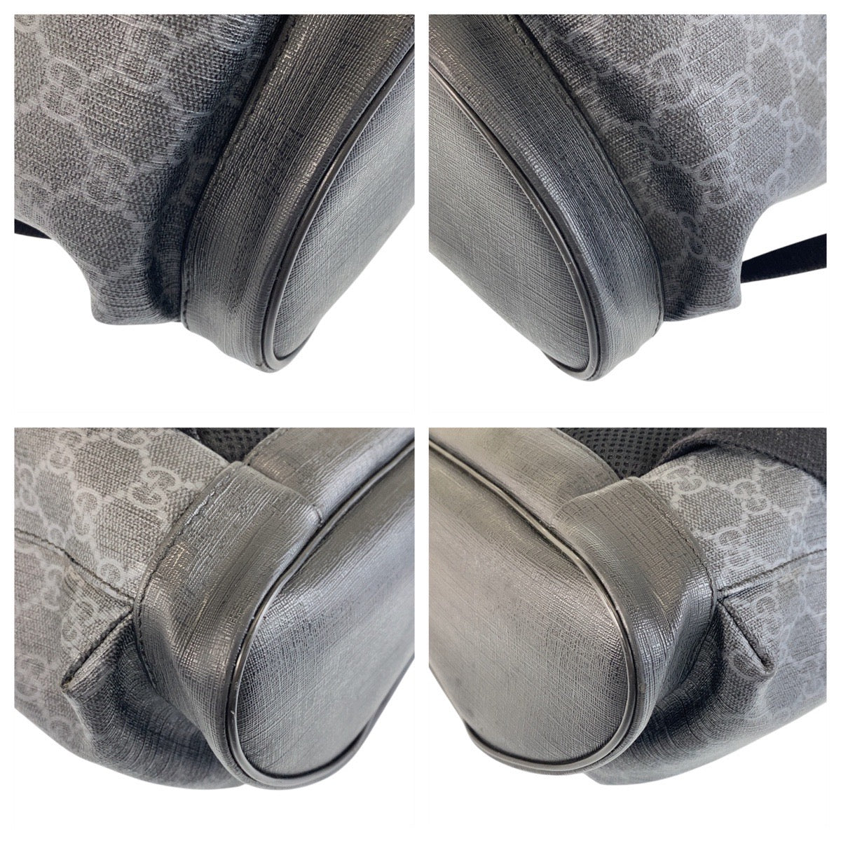 Gucci Backpack GG Supreme Metal Sherry Canvas Black Silver