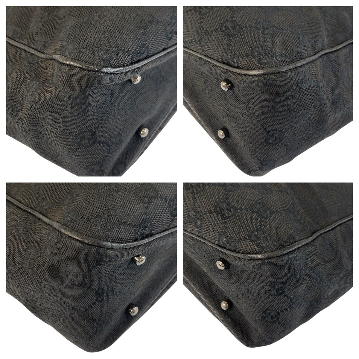 Gucci GG SilverMetal Canvas Black Tote Bag