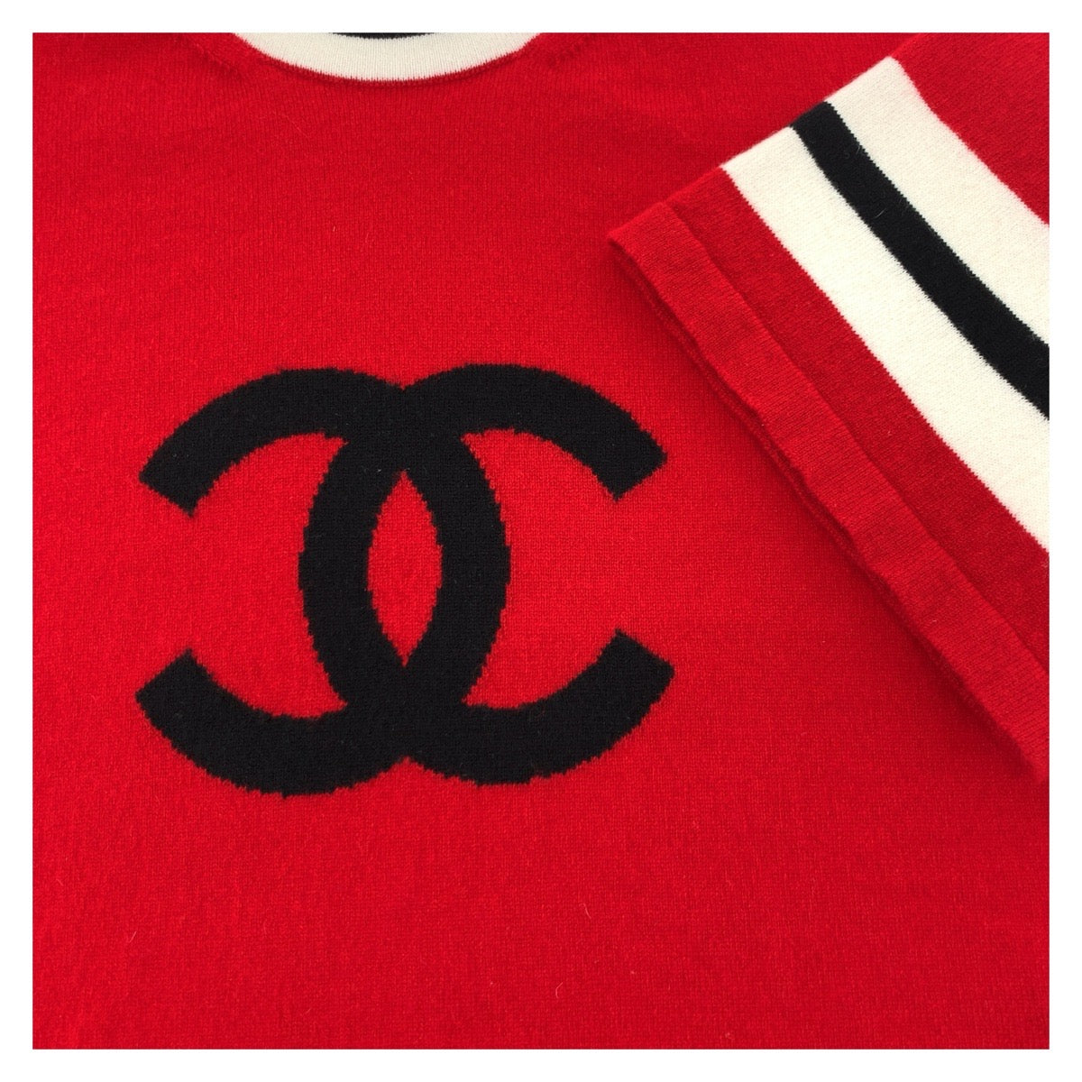 Chanel knit cashmere COCO Mark 34 Red Handbag