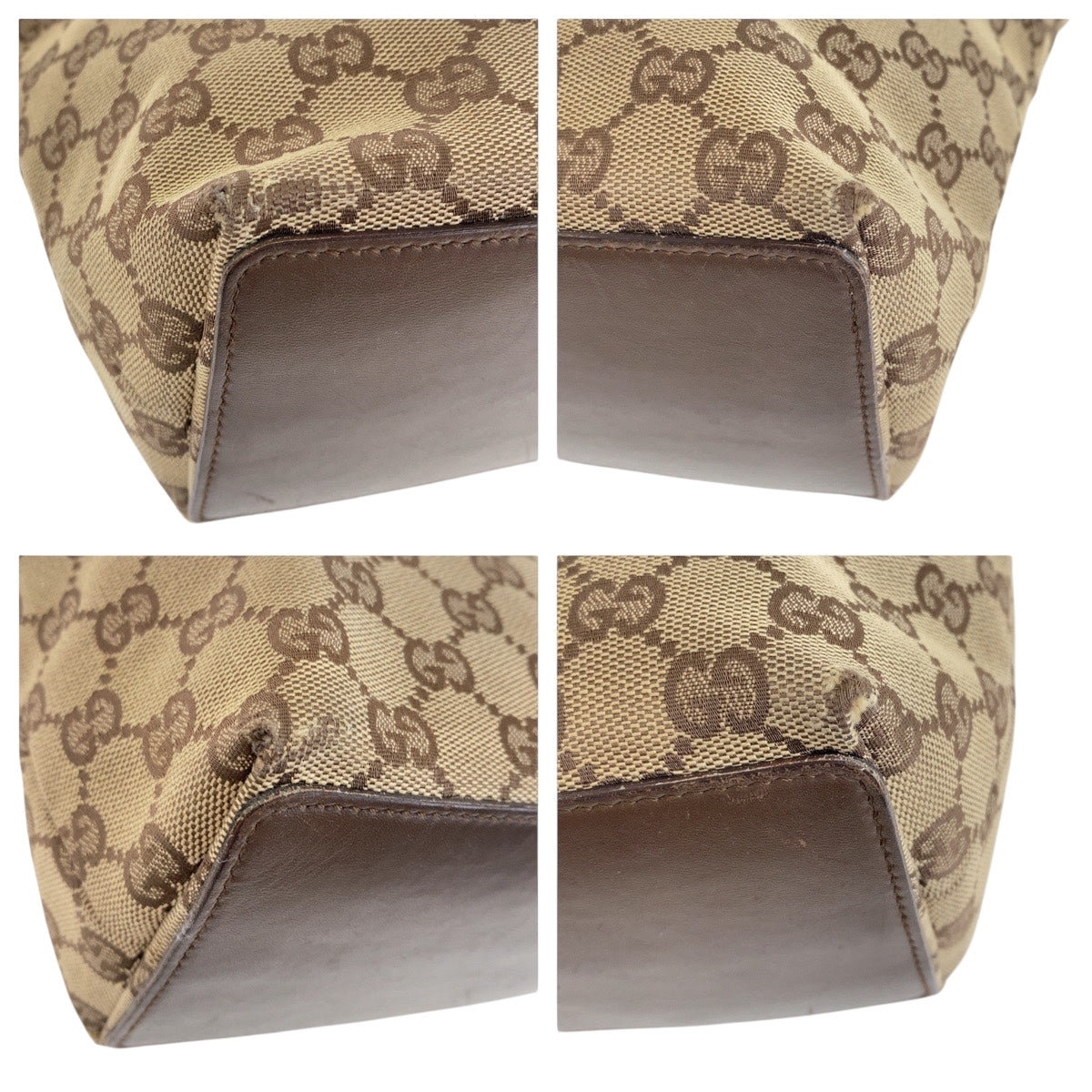 Gucci GG SilverMetal Canvas Brown Beige Tote Bag