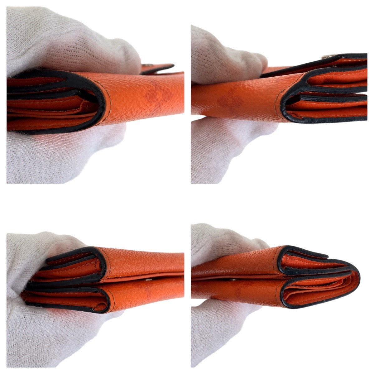 Louis Vuitton Tri-fold M69245 Volcano SilverMetal Taiga Monogram Leather Orange Wallet Case