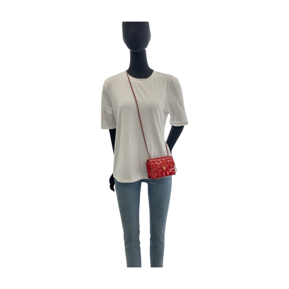 Chanel enamel Yellow SilverMetal Chocolate bar COCO Red Shoulder Bag