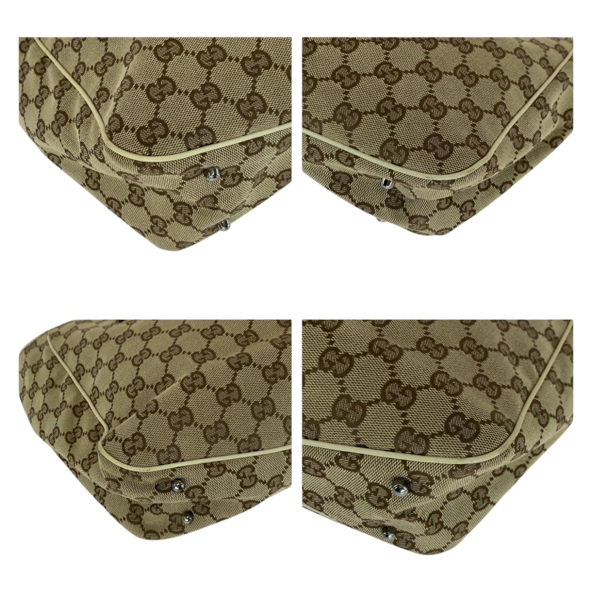 Gucci GG SilverMetal Canvas Beige Tote Bag