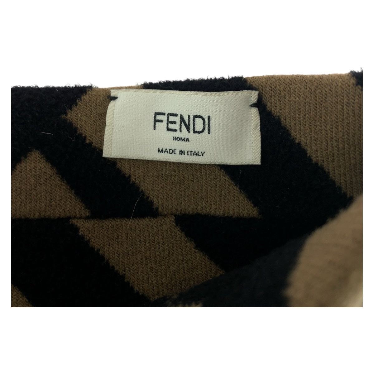 Fendi Hair Accessory Wool Zucca Handbag Black Brown Travel Bag