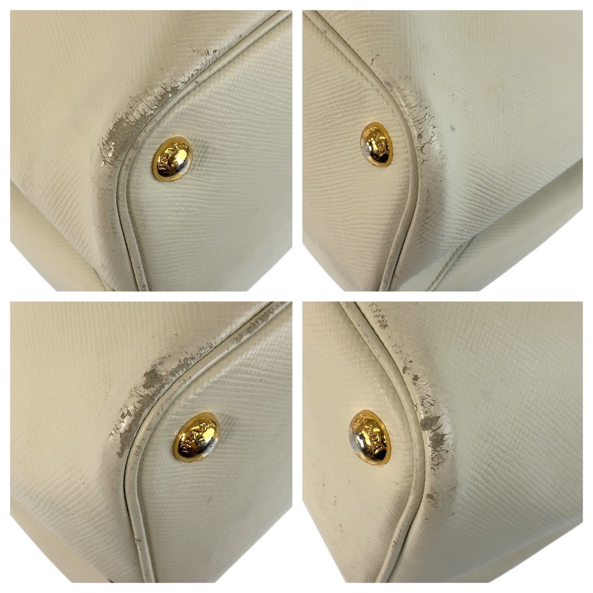 Tote Bag Ivory Safiano Triangle With Leather Logo
