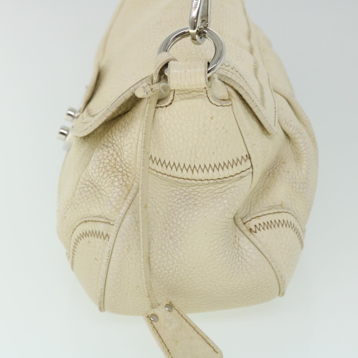Prada Hand Bag Auth Leather White Travel Bag