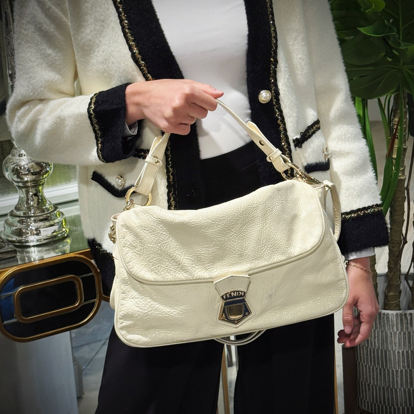 Fendi Shoulder Bag Baguette Lather TWS Patent