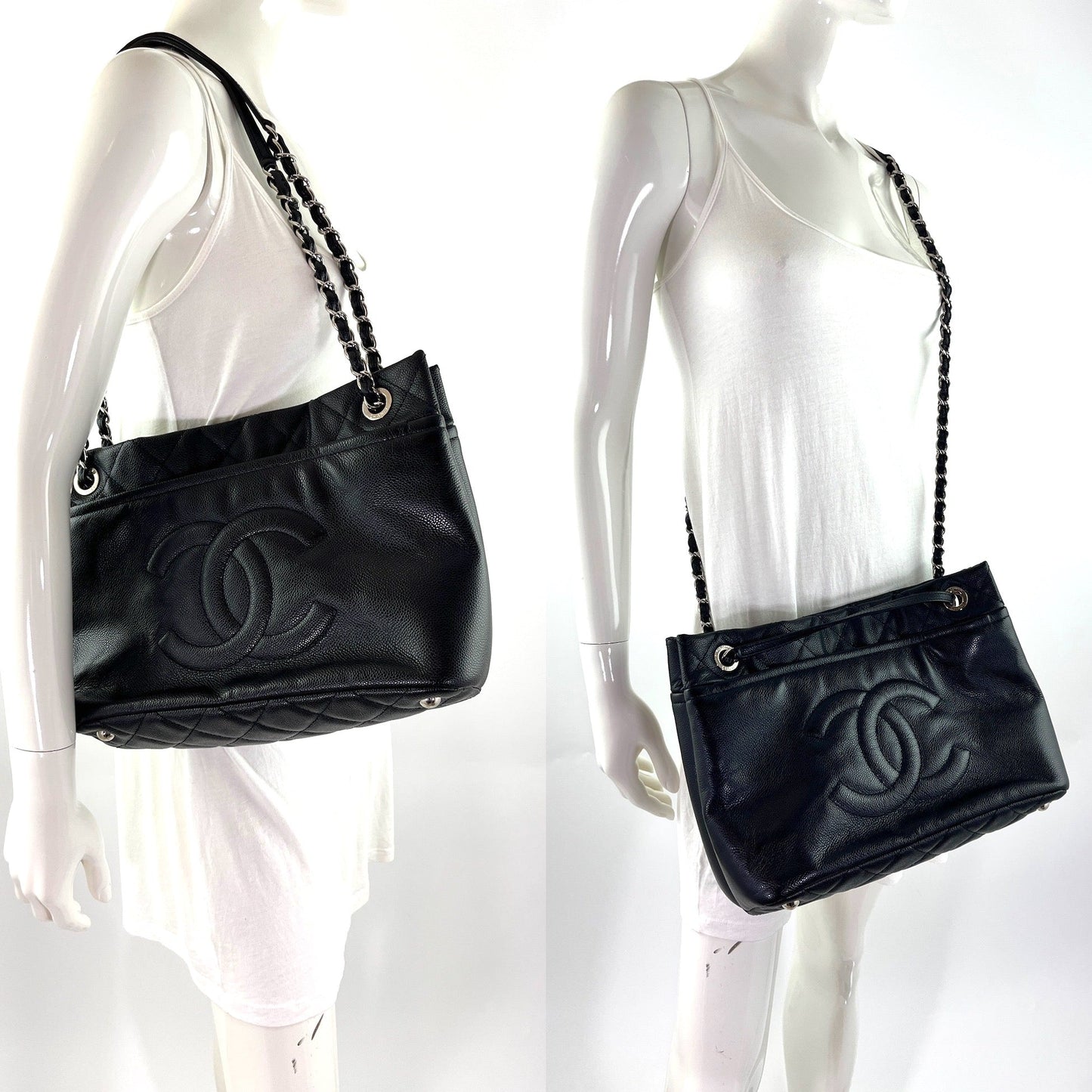 Chanel Black Caviar Timeless Soft CC Shopping Tote Bag