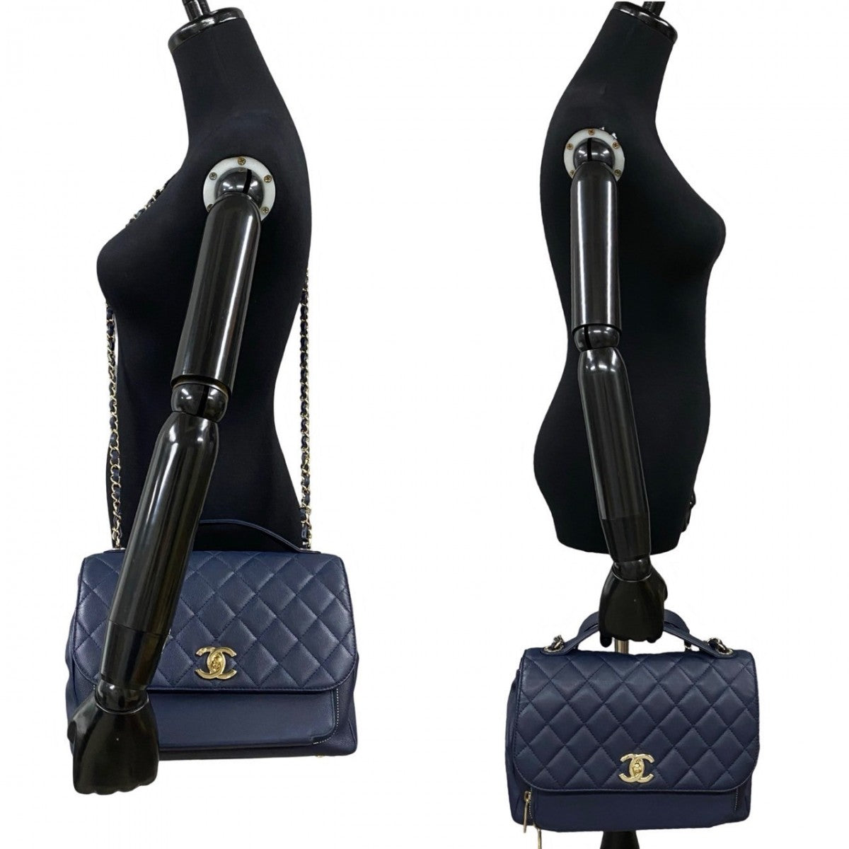 Chanel Matt caviar skin Navy Matrasse Business Shoulder Bag