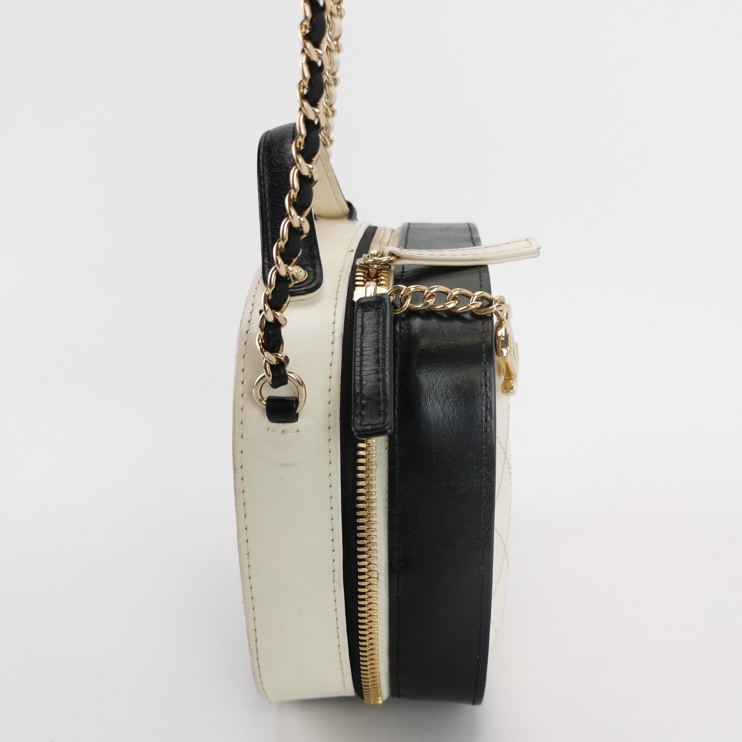 Chanel Crumpled Calfskin Vanity Black White Small Crossbody Bag