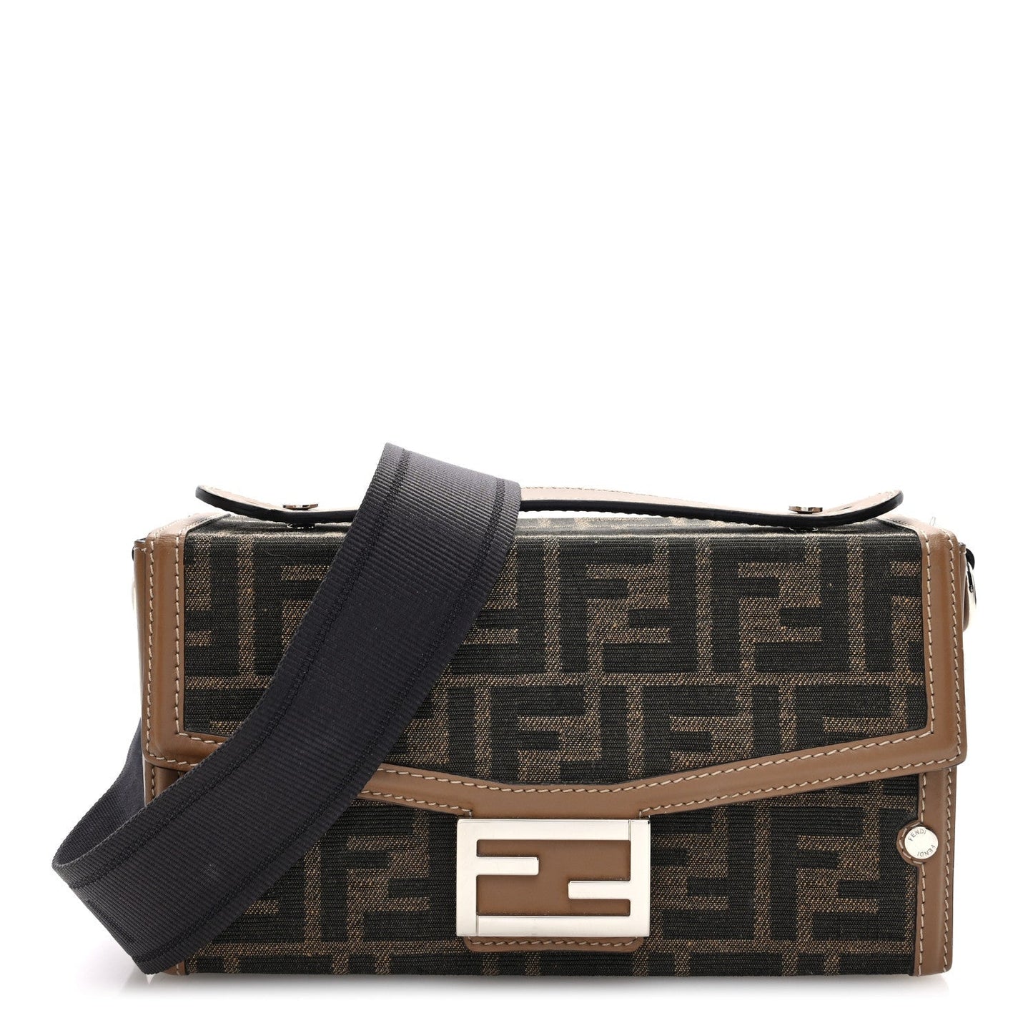 Fendi Crossbody Bag Recycled Fabric Jacquard King FF Baguette Vitello Shoulder Bag