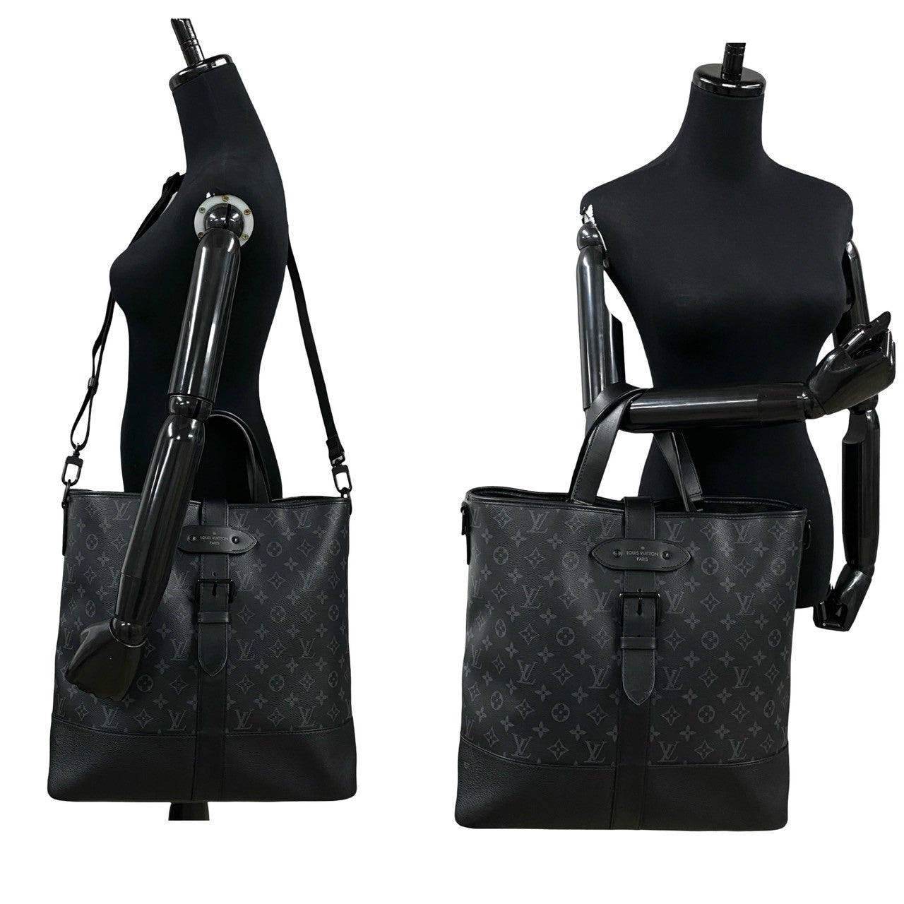 Louis Vuitton M45914 Eclipse Saumur Monogram Leather Black Shoulder Bag