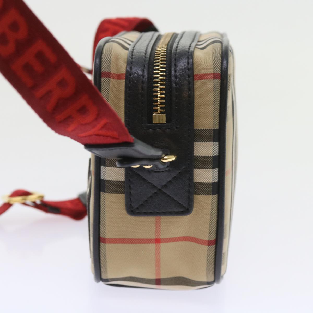 Burberry Luxury Nova Check Shoulder Bag Auth 58996A Canvas Nylon Beige