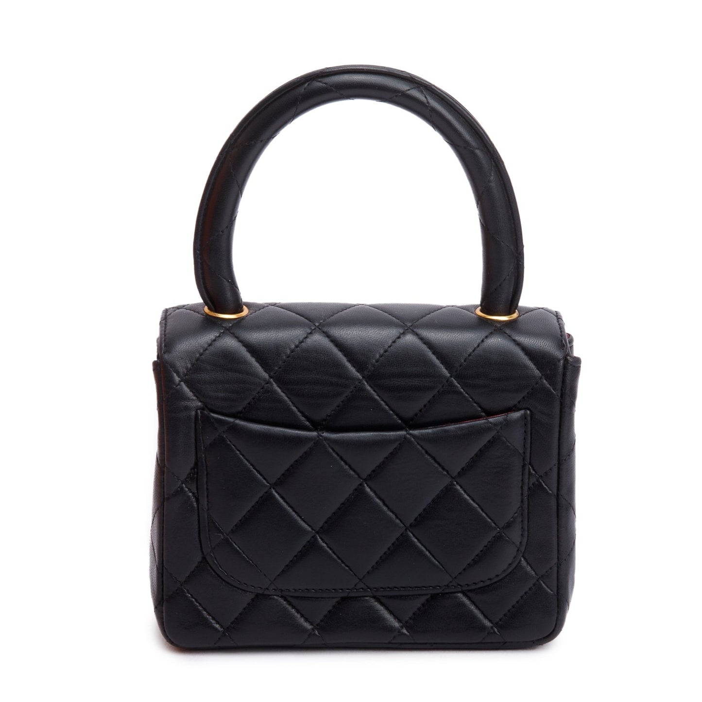Chanel Quilted Kelly Flap Handle Leather Lambskin Black Travel Bag