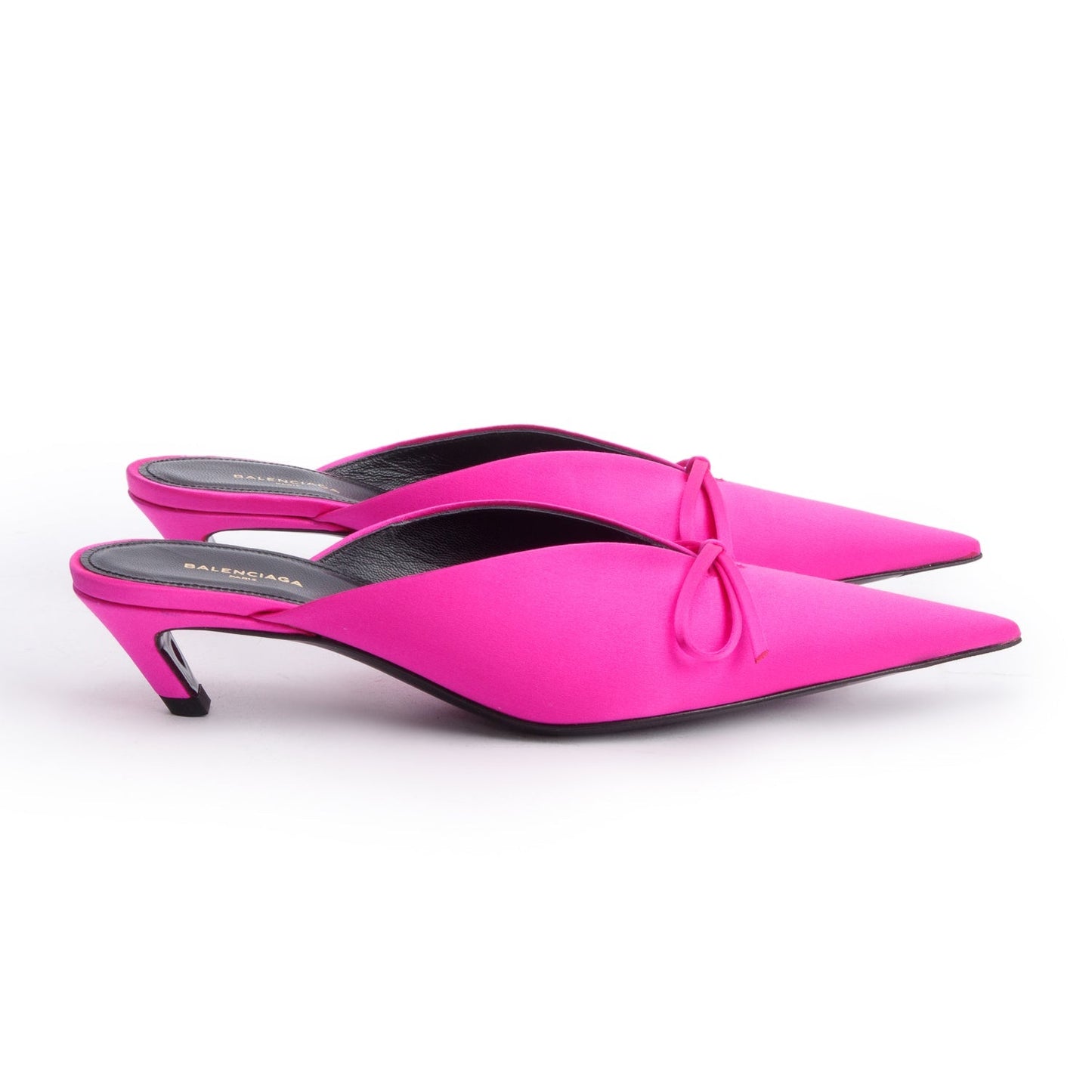Balenciaga Knife Bow Slingback Pumps Size Travel Bag Satin Pink Shoes