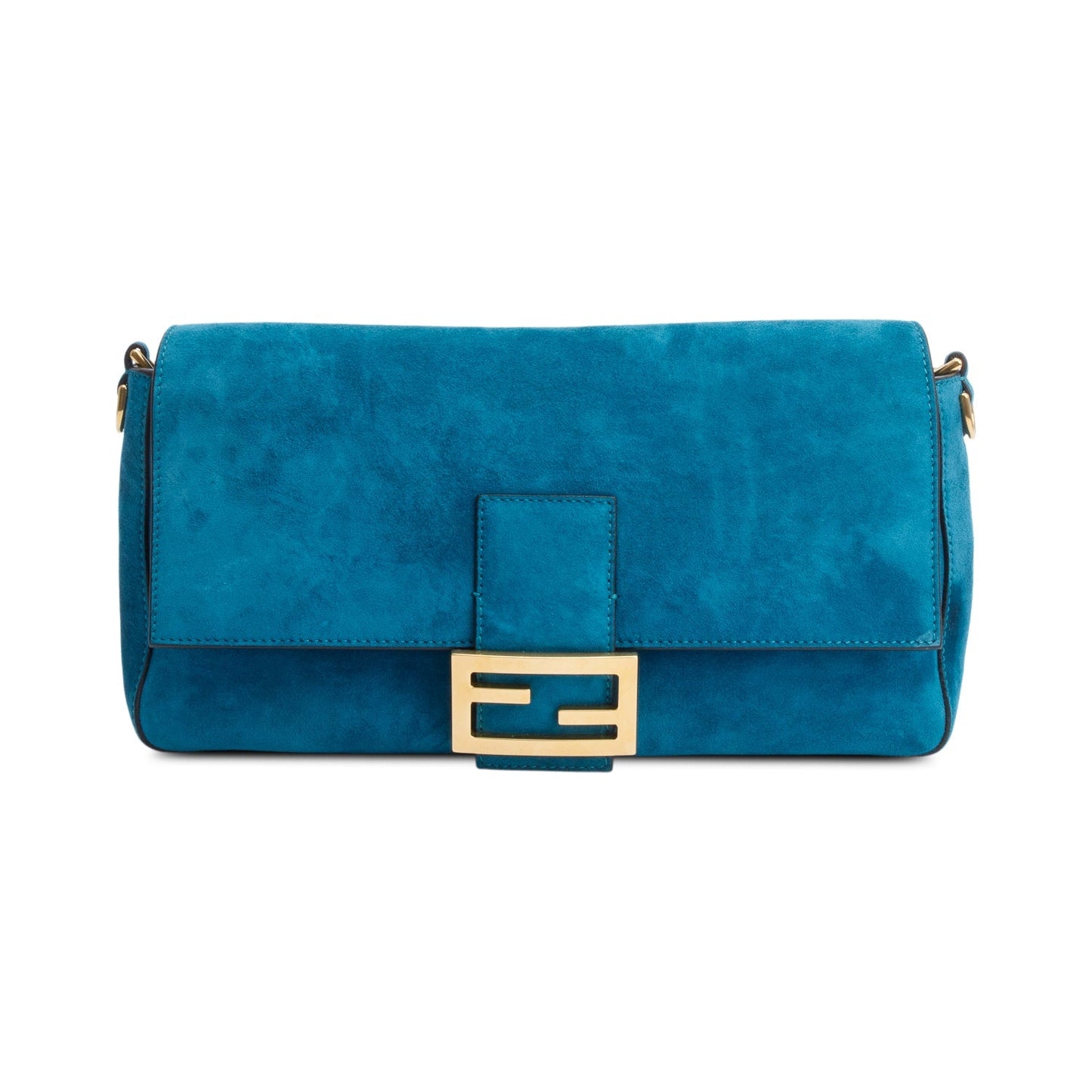 Fendi Baguette Shoulder Bag Suede Blue