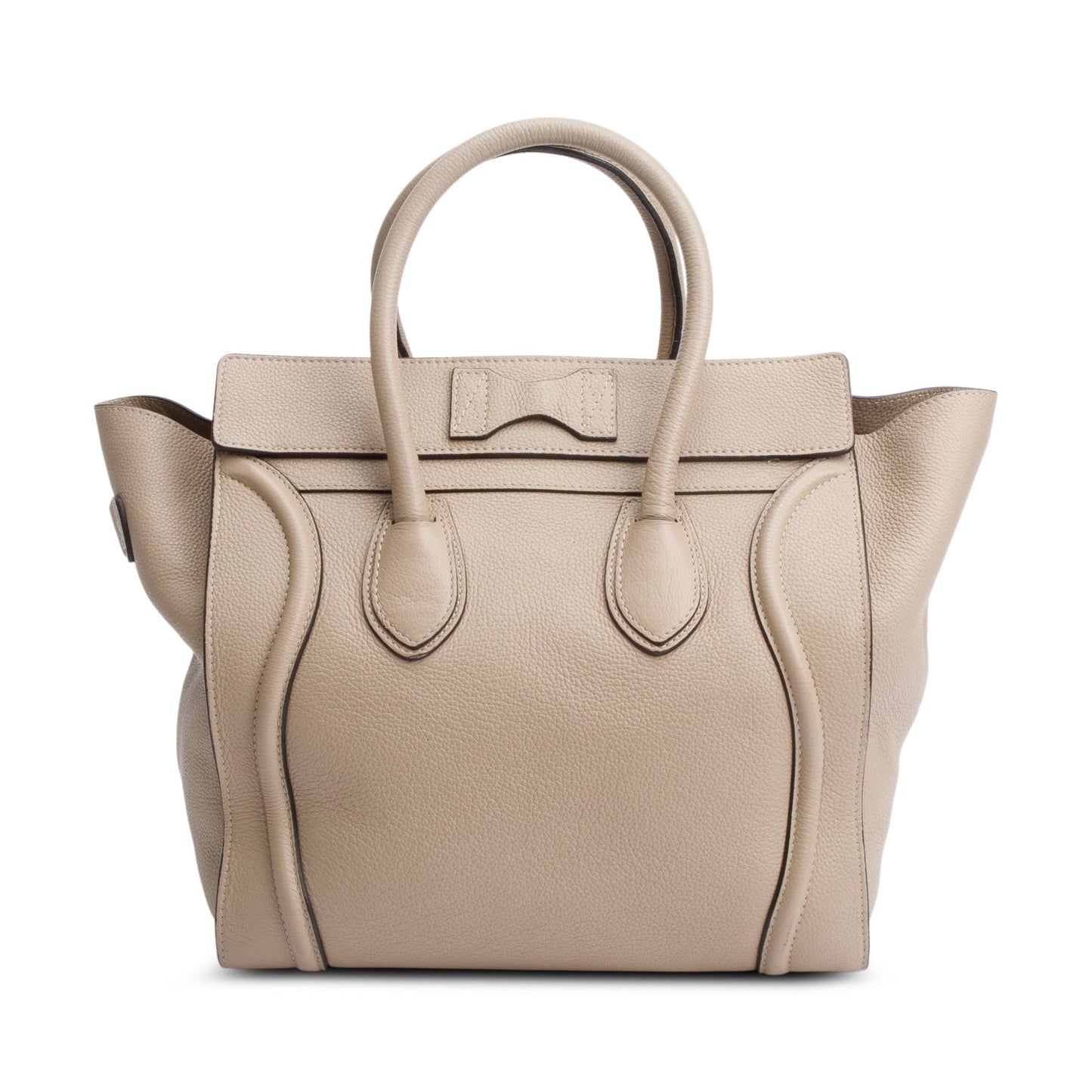 Celine Taupe Drummed Calfskin Luggage Tote Handbag Leather Mini Tote Bag