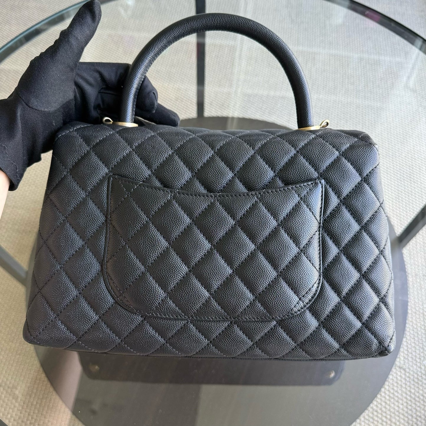Chanel Coco Handle Medium - Caviar 29CM Quilted Black Gold Hardware Series 23