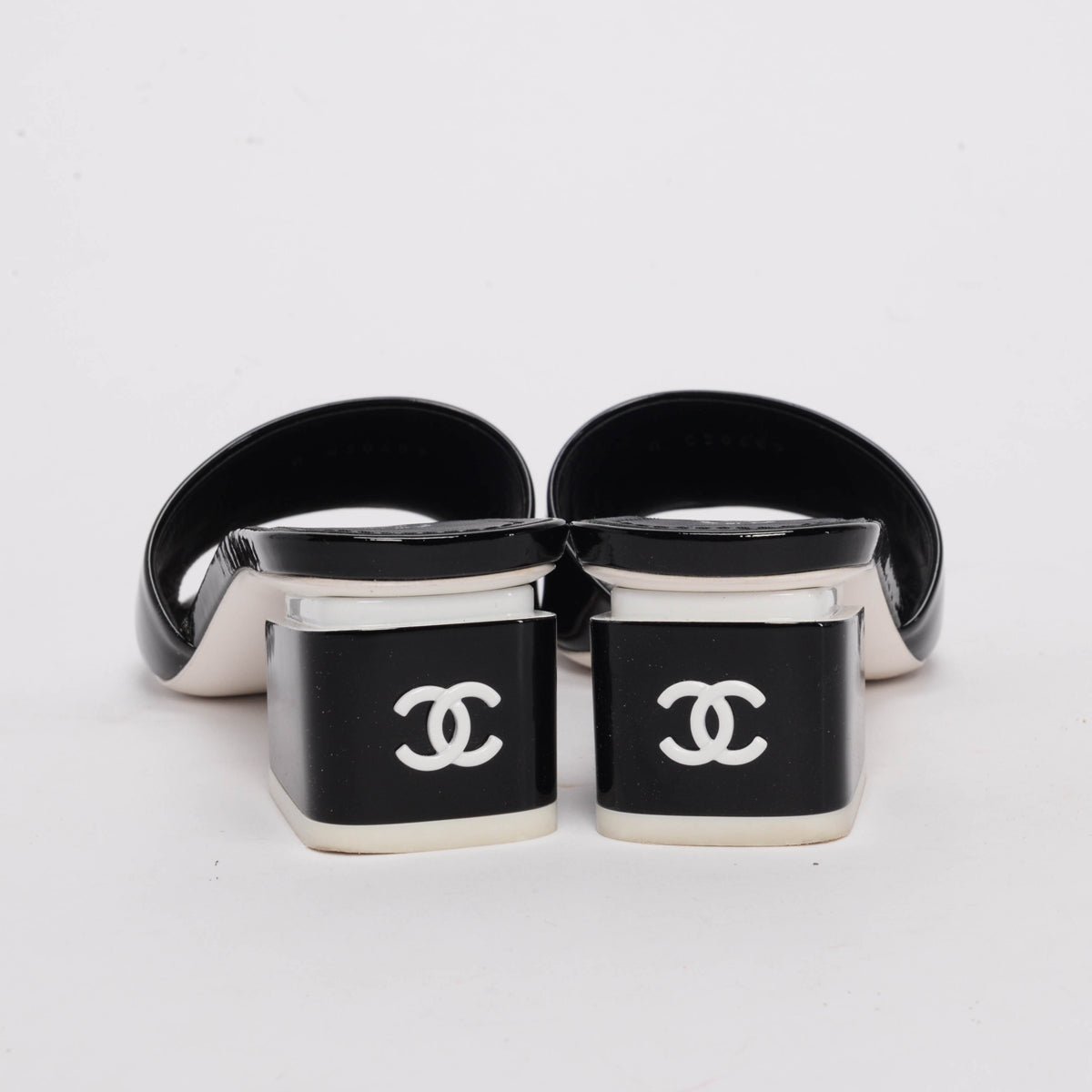 Chanel Black Patent CC Mules 37 for Women