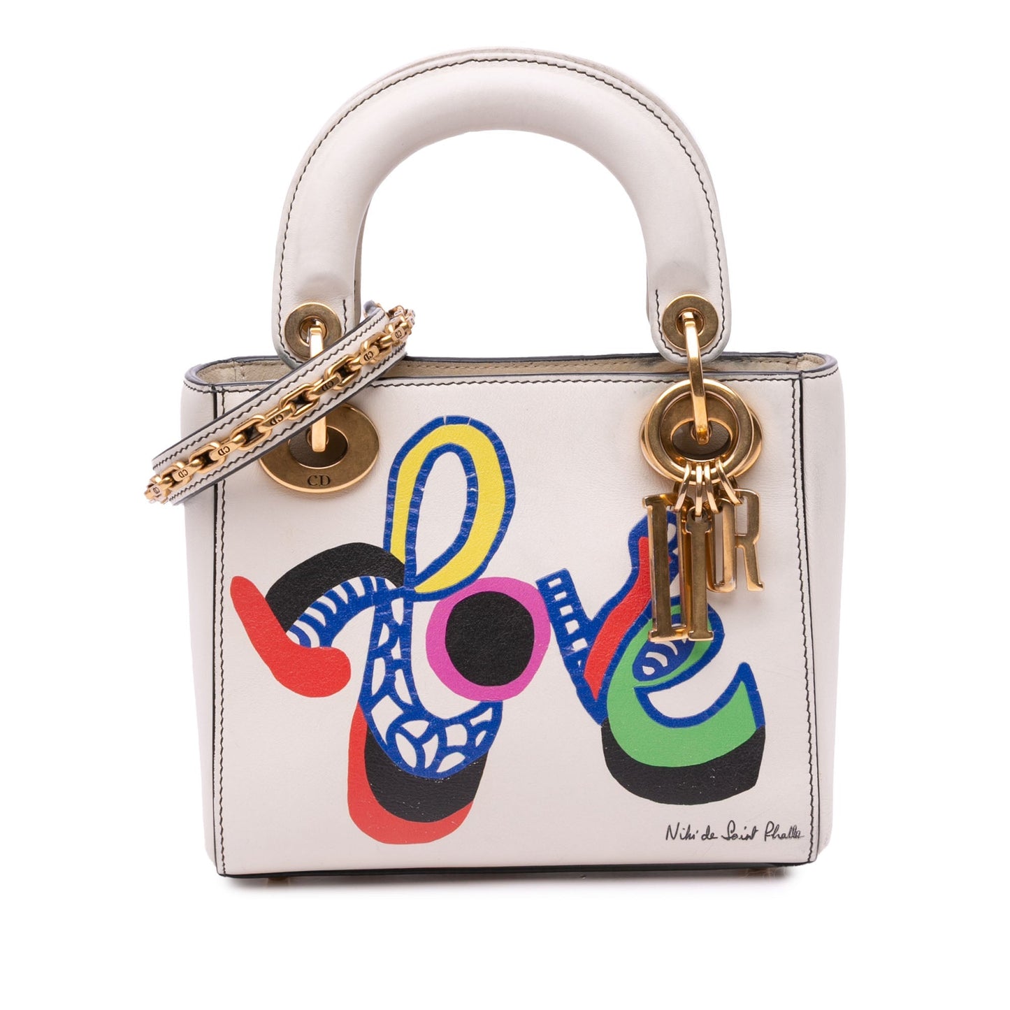Dior Handbag Amour Niki De Saint Phalle Calfskin Love White Mini Satchel Bag