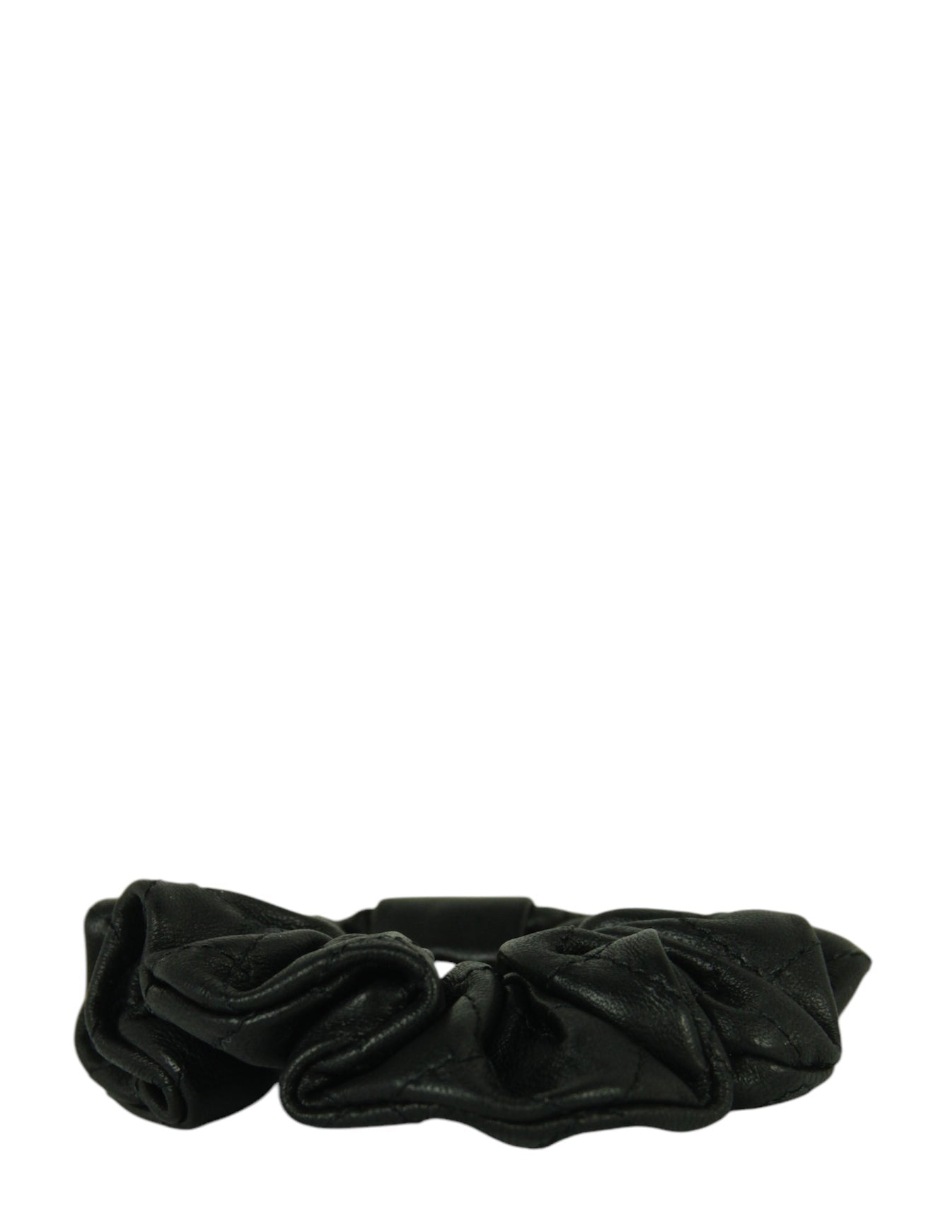 Chanel '21 Black Lambskin Quilted Cc Hair Scrunchie Bag