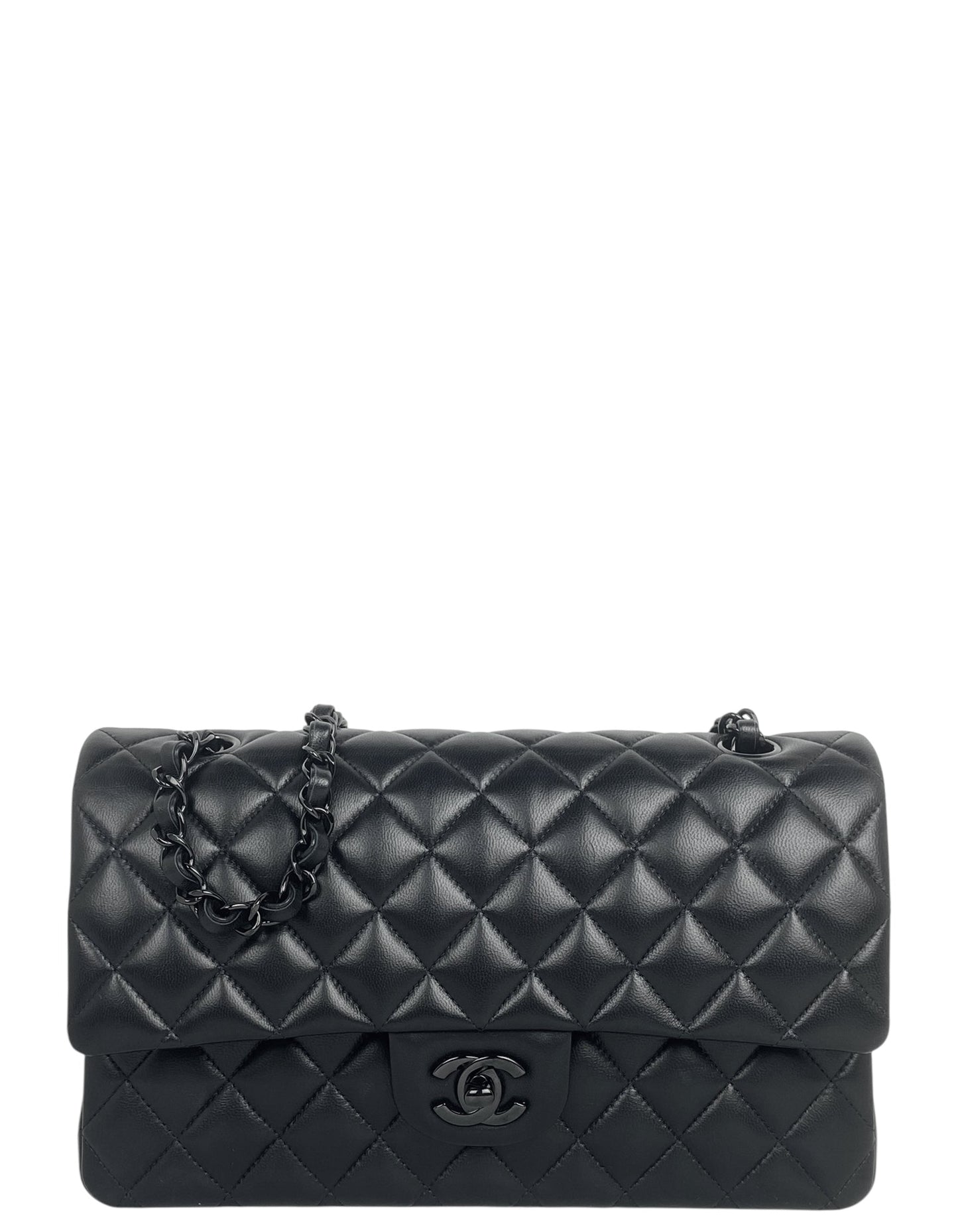 Chanel So Black Lambskin Medium Double Flap Bag