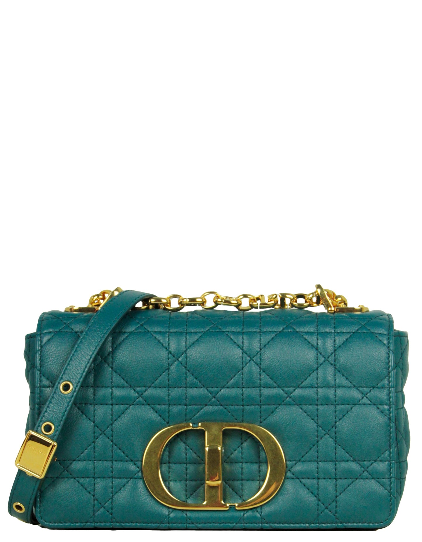 Dior Handbag Christian Teal Cannage Caro Bag Leather Blue Green Shoulder Bag
