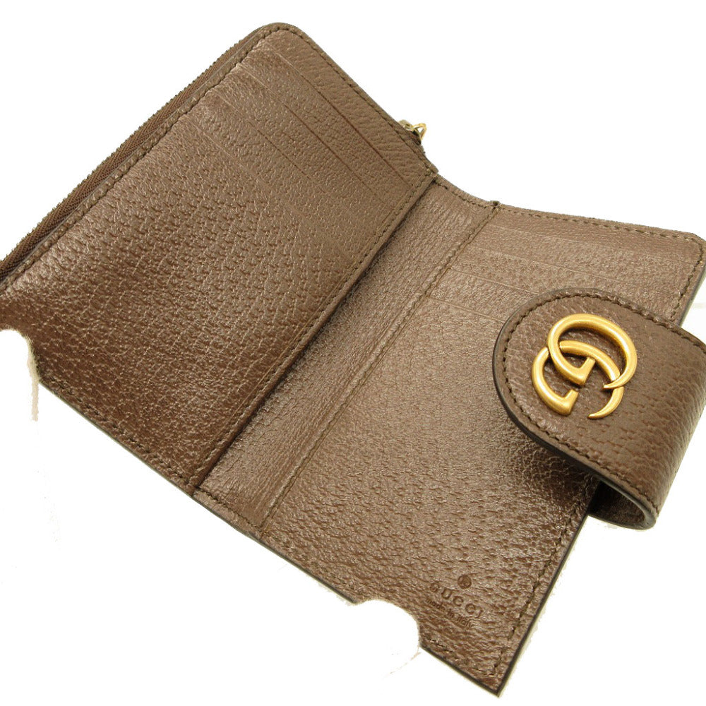Gucci GG Compact Ofidia GG Marmont Leather Canvas Beige Wallet Case