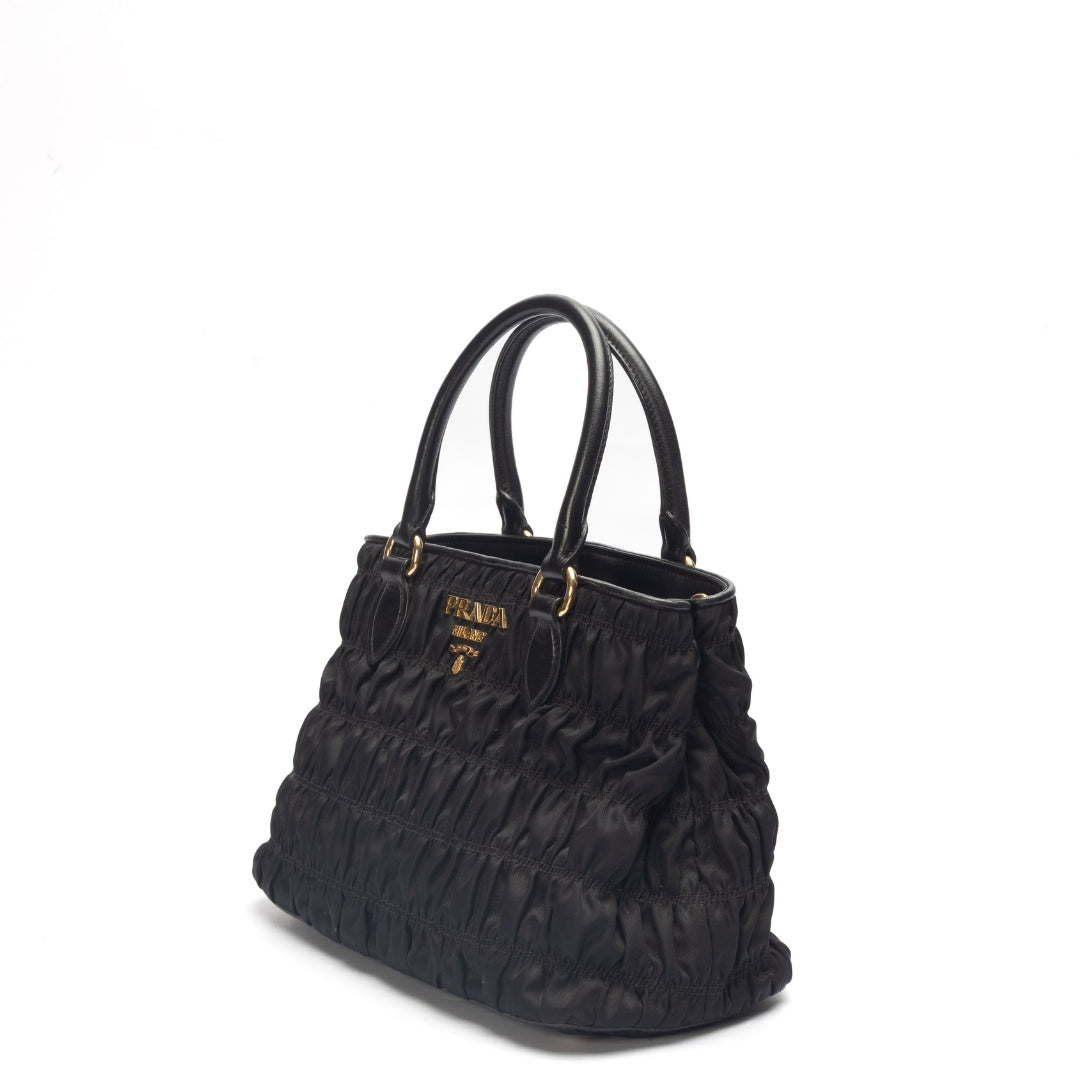 Prada Gaufre Tessuto Convertible Satchel Nylon Black Satchel Bag