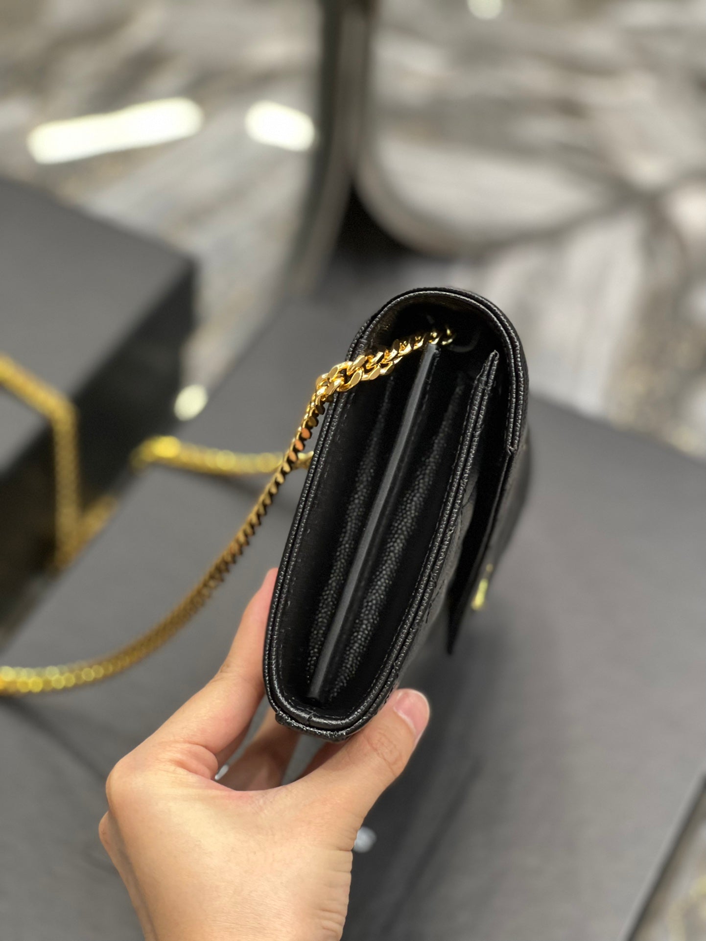 YSL Saint Laurent Envelope Handbag Quilted Chain Travel Bag 86In22Cm Ysl 8158