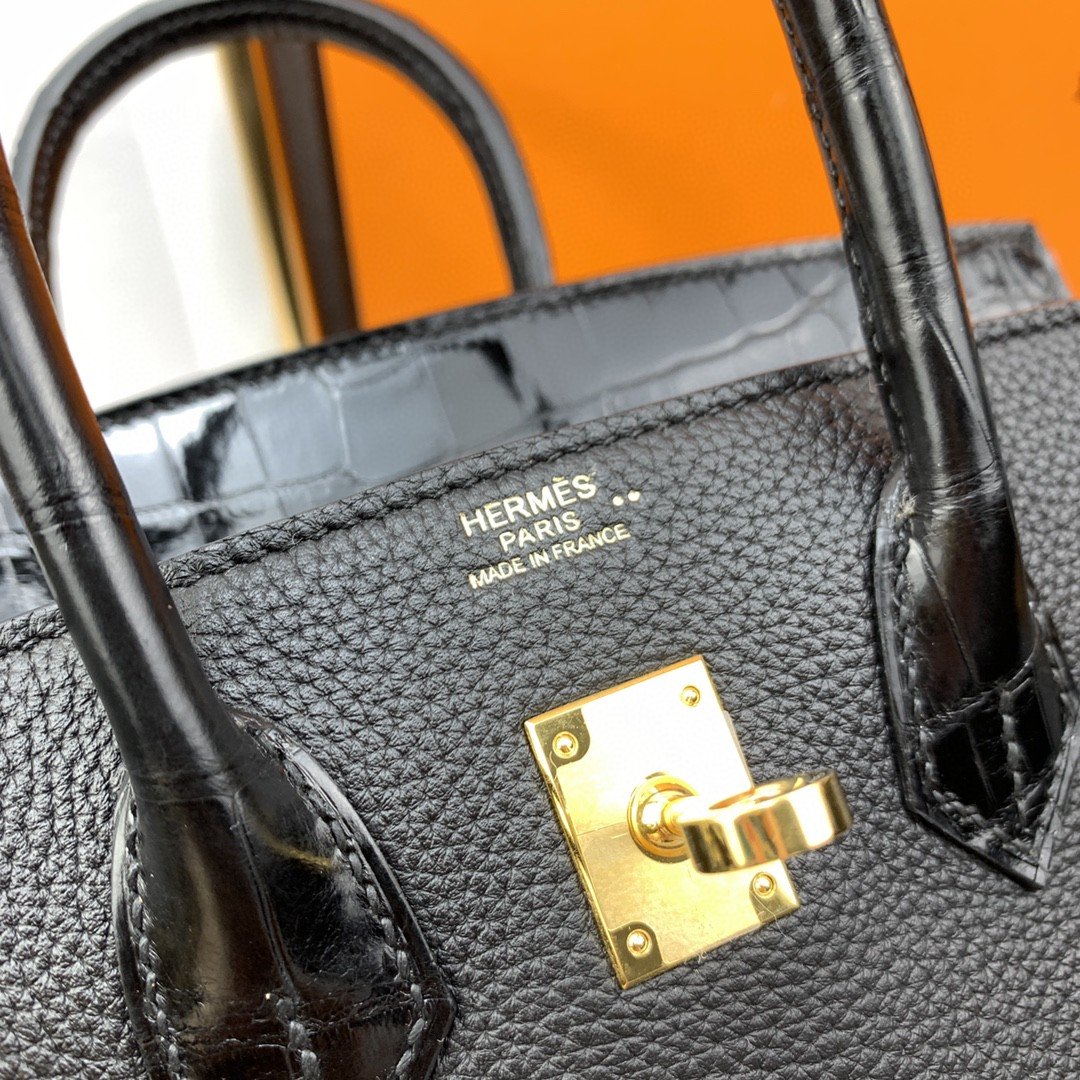 Top Quality Birkin Nata Swift For Women Black Gold Travel Bag