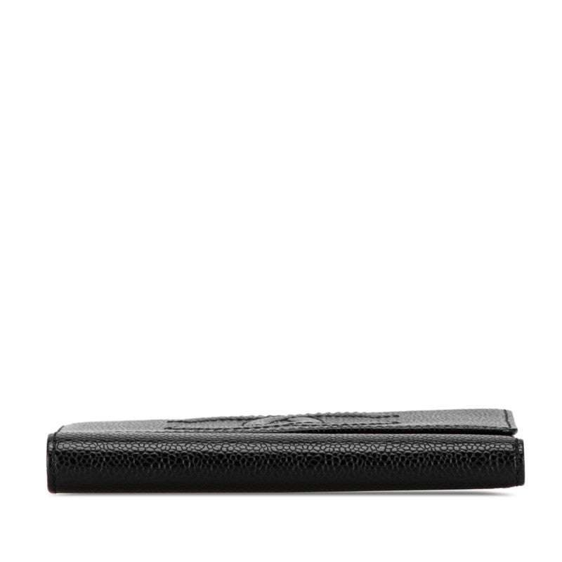 Chanel Coco Three Fold Wallet Black Caviar S Chanel