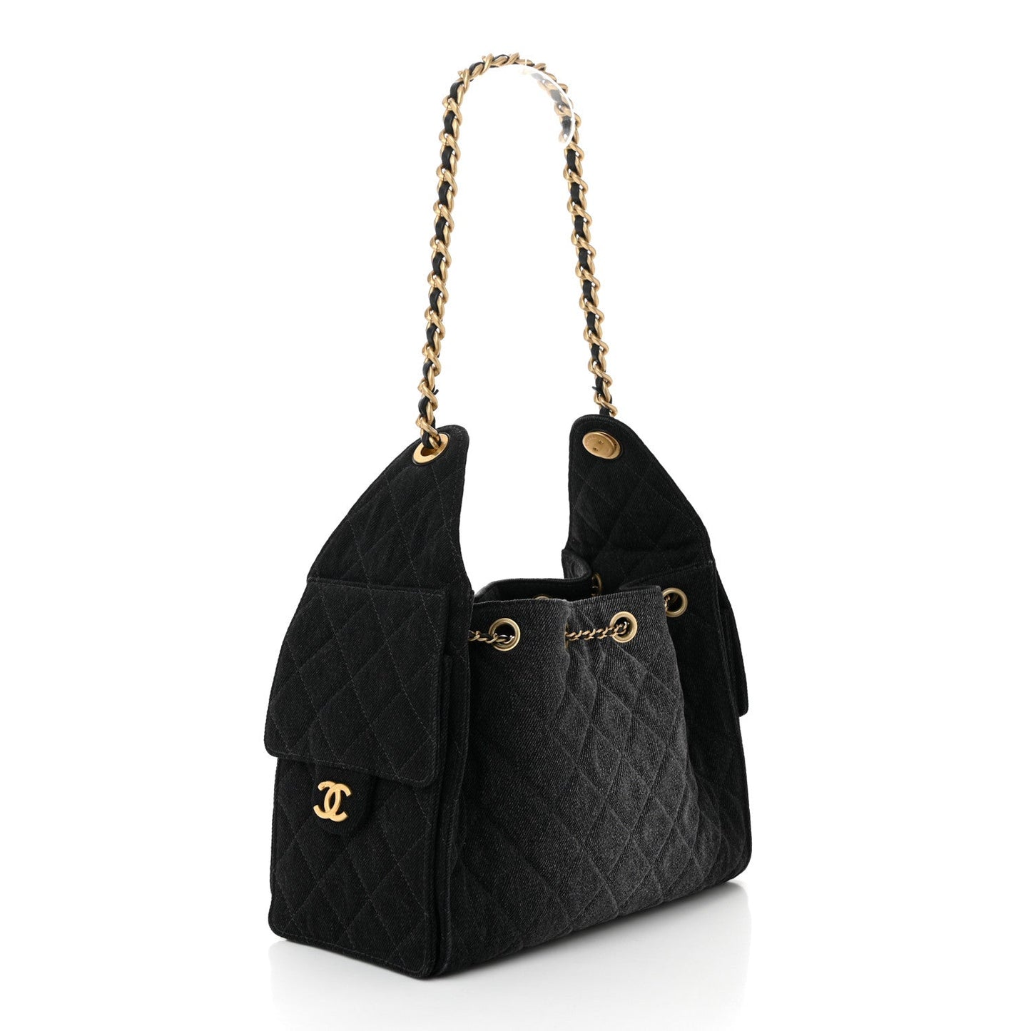Chanel Washed Denim Quilted Small 25 Handbag Black