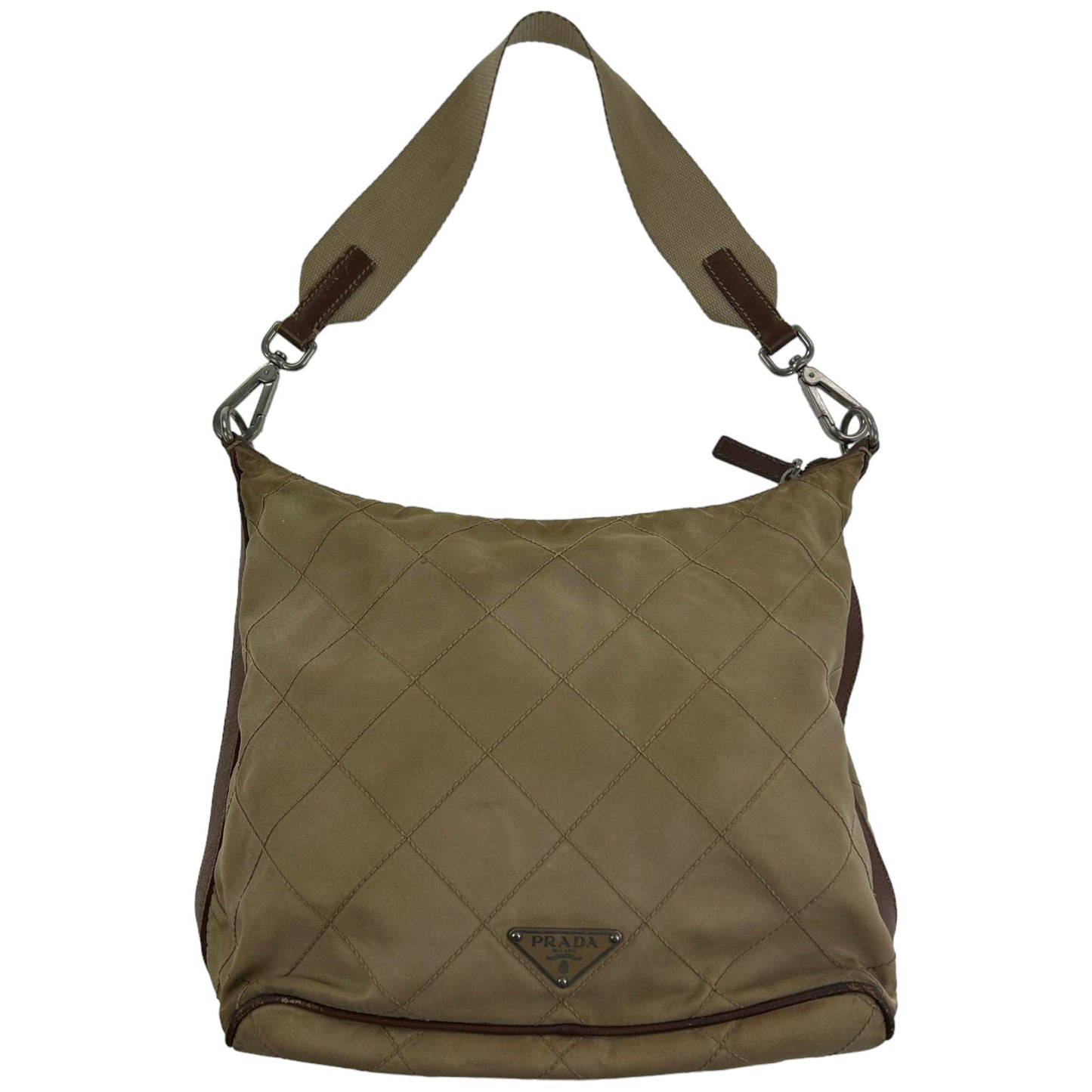 Prada Shoulder Bag Nylon Quilted Tan