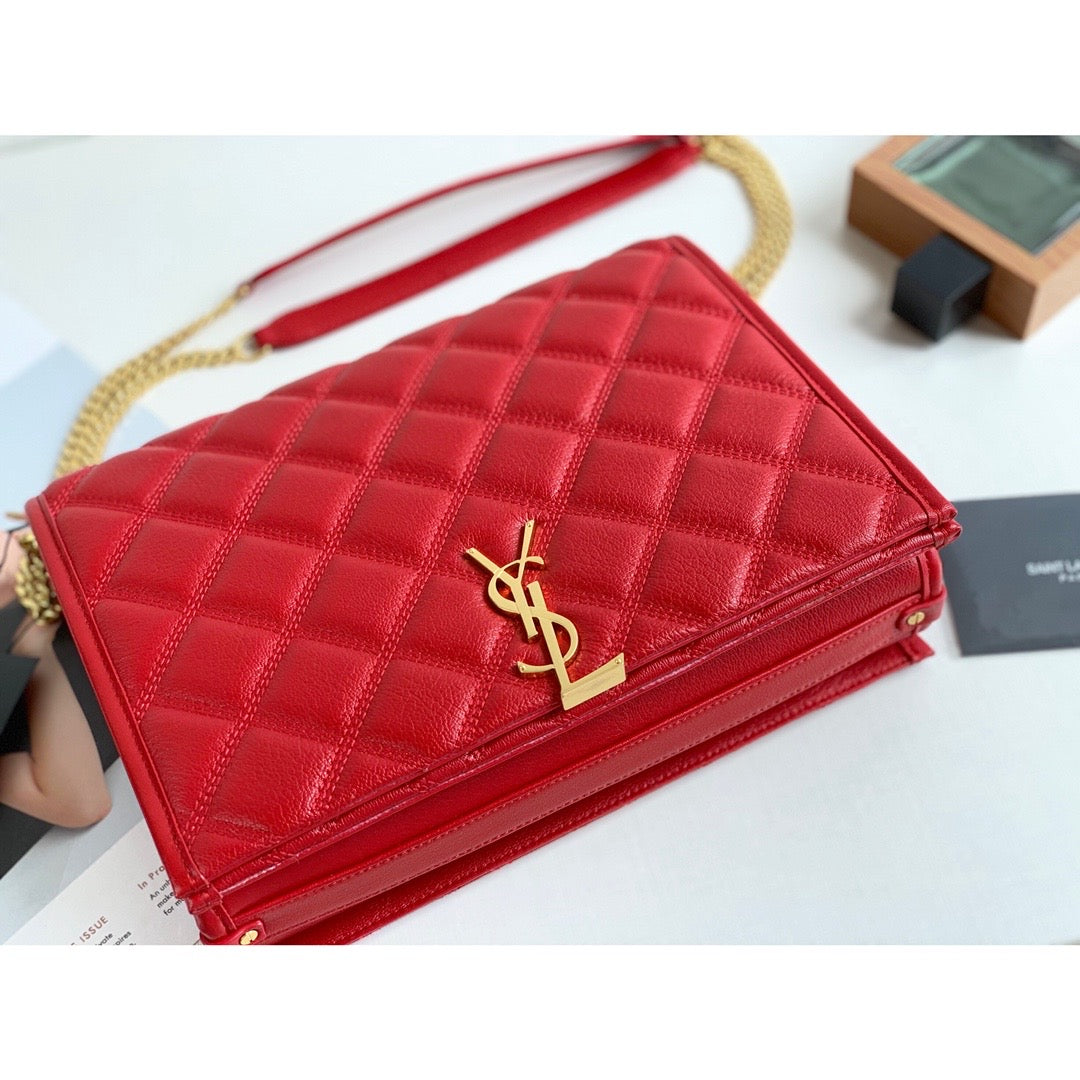 YSL Saint Laurent Becky 10.5in 27cm Red Small Shoulder Bag