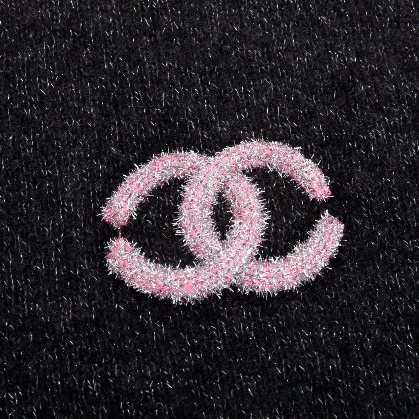 Chanel & Glitter CC Cashmere Scarf Black Pink