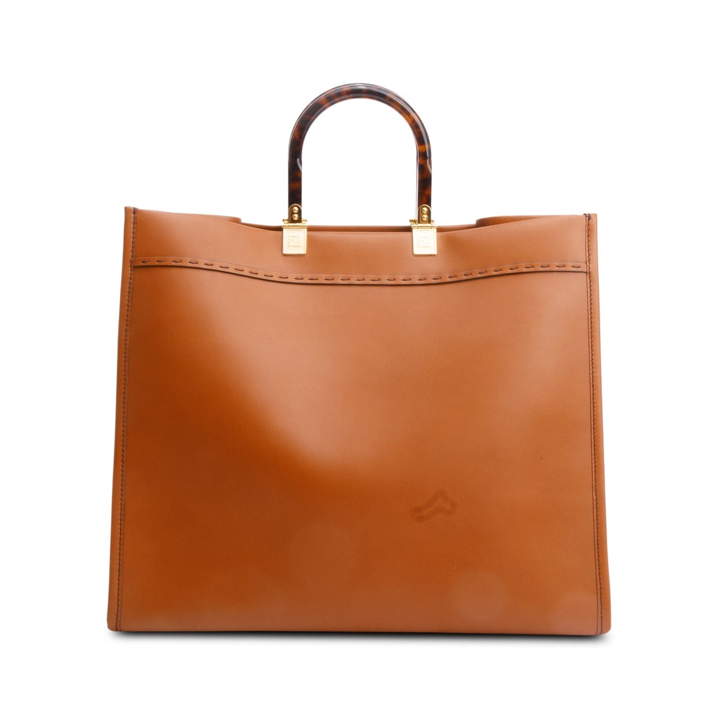 Fendi Calfskin Sunshine Tote Bag Leather Brown