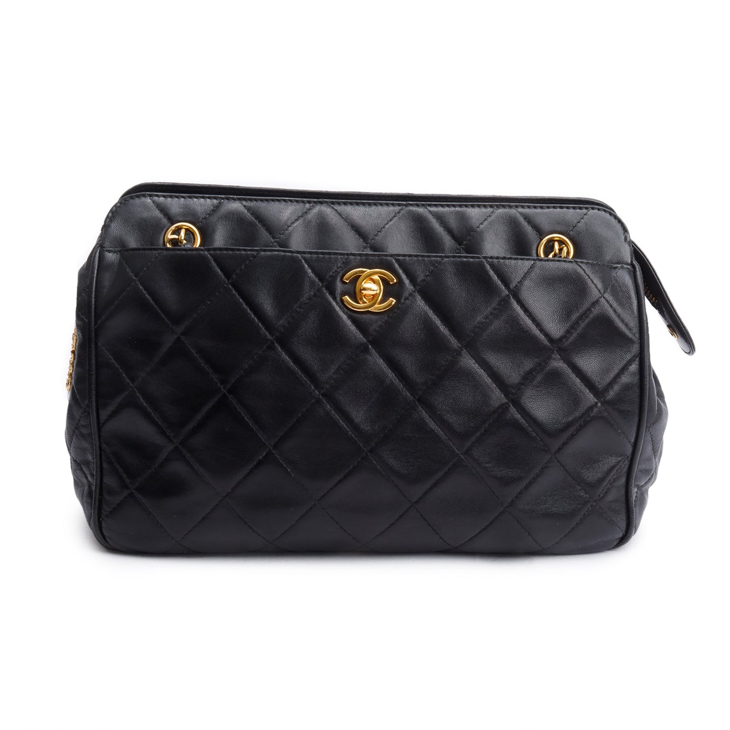 Chanel Quilted CC Leather Lambskin Travel Bag